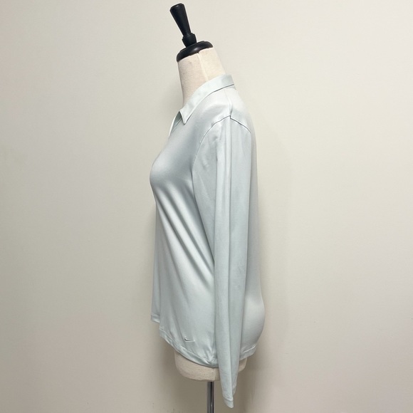 Nike Golf Mint Green Long Sleeve Collared V Neck Dri Fit Shirt Large Stretch - Picture 3 of 8